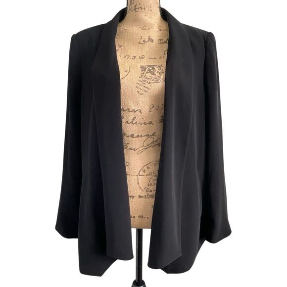 EUC Eileen Fisher Black Drape Open Front Cardigan-style Blazer - Size Large - Picture 1 of 10